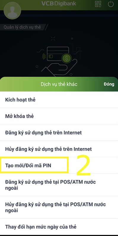 Cách lấy lại mã PIN rút tiền Vietcombank trên điện thoại 2